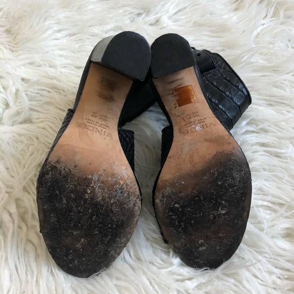 SOLDVince Addie Stamped Croc Peep-Toe Bootie Heels - Picture 6 of 8